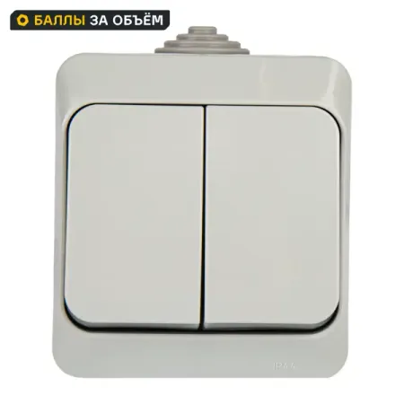 Выключатель накладной Systeme Electric Этюд 2 клавиши IР44 цвет серый корпус rafix tab серый белый для плиты 19мм