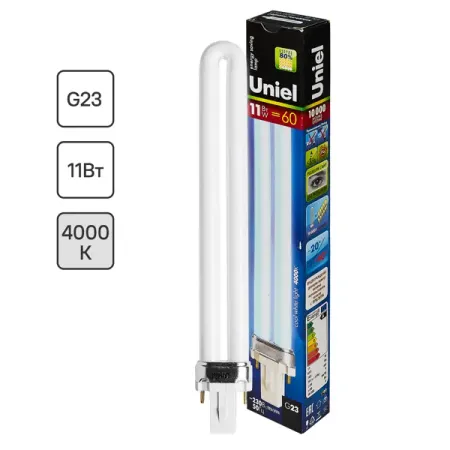Лампа энергосберегающая Uniel дуга G23 11 Вт свет холодный белый