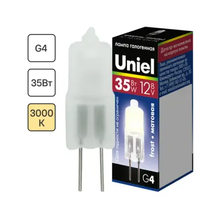 Лампа галогенная Uniel капсула G4 35 Вт 12 В свет тёплый белый