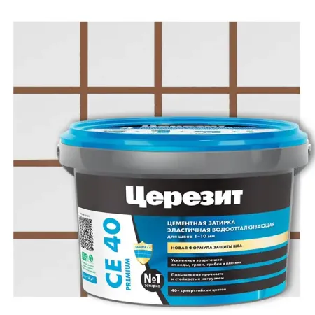 Затирка цементная Церезит CE 40 противогрибковая водоотталкивающая цвет сиена 2 кг карандаши угольные 03шт жженая сиена блистер acmeliae