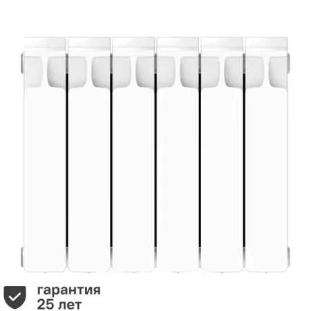 Радиатор секционный Rifar Monolit 350/100 биметалл 6 секций боковое подключение цвет белый
