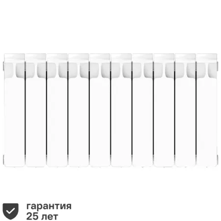 Радиатор секционный Rifar Monolit 350/100 биметалл 10 секций боковое подключение цвет белый