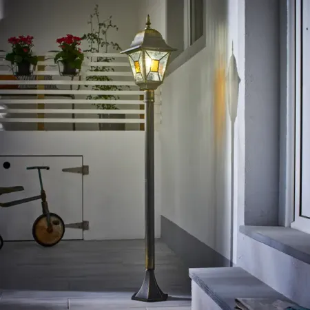 Фонарный столб уличный Inspire Chester 1xE27x100 Вт 120 см декоративное стекло IP44 светодиодные лампочки sunspurt для ремонта телевизоров 32 65 дюймов