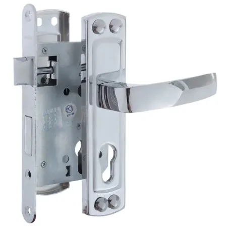 Замок врезной с дверными ручками на планке Apecs 1601 ЦАМ хром