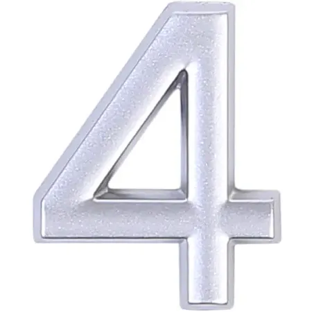Цифра «4» самоклеящаяся 40x32 мм пластик цвет матовое серебро