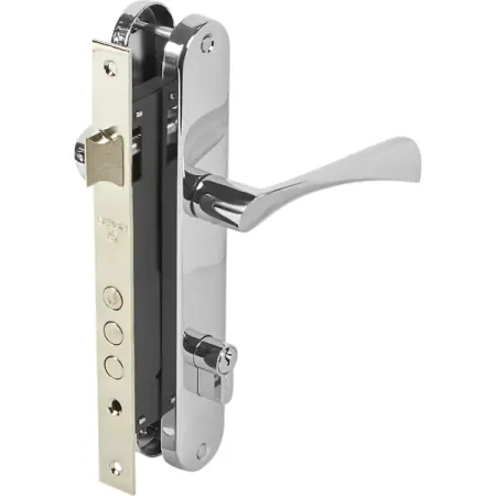 Замок врезной с дверными ручками на планке Эра SET F9011 глянцевый хром эспандер с ручками se 04 до 18кг