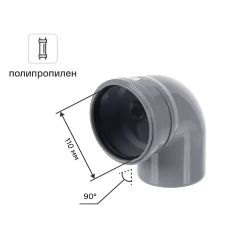 Отвод Политэк левый 110 мм полипропилен