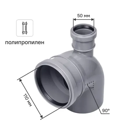 Отвод Политэк прямой 110 мм полипропилен