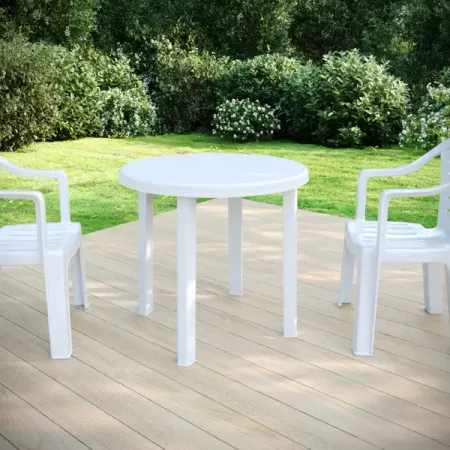 Стол садовый круглый 90x90x71.5 см пластик белый moonbiffy пластиковый крючок для зонта