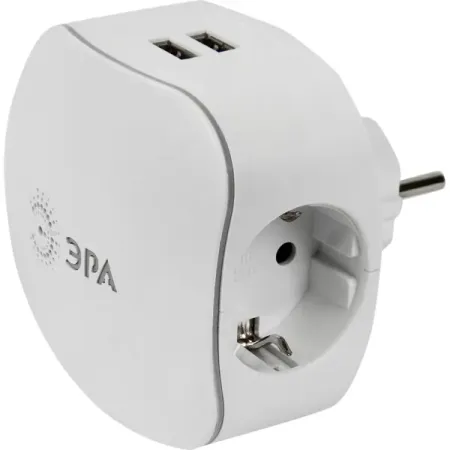 Разветвитель Эра 3 розетки с заземлением 16 А 2 USB 2.1 А цвет белый debroglie тестовый стенд для аккумуляторов 18650