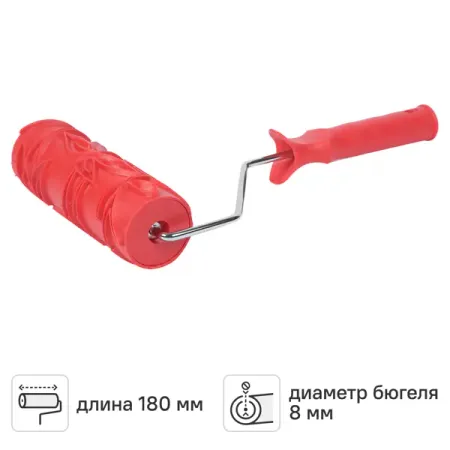 Валик фактурный для водных красок 180 мм Pqtools эффект Бамбук пластик с ручкой