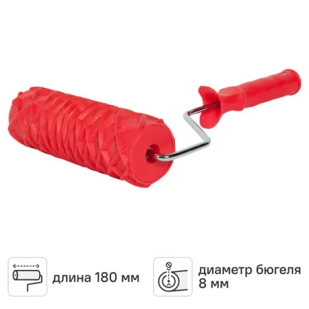 Валик фактурный для водных красок 180 мм Pqtools эффект Кожа змеи пластик с ручкой