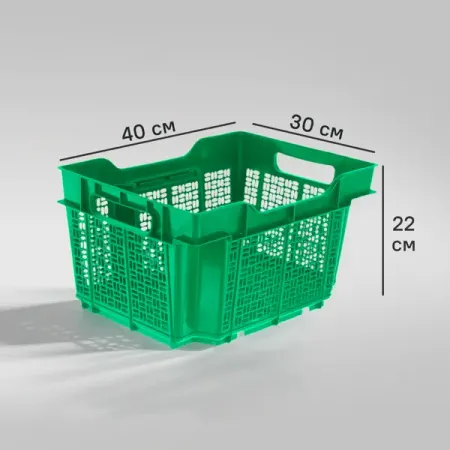 Ящик полимерный многооборотный 40x30x22 см пластик без крышки цвет зеленый шариковые ручки с кристаллами пластик 0 7 мм синий 10 шт