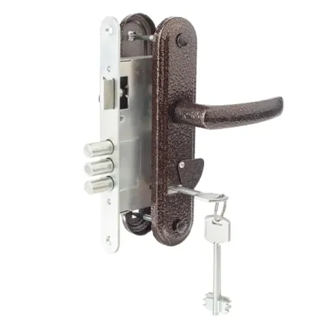 Замок врезной сувальдный с дверными ручками на планке Зенит 3В9.1-02 медь