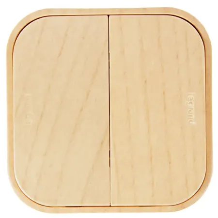 Выключатель накладной 2 клавиши Legrand Quteo IP20 10А 250В цвет дерево