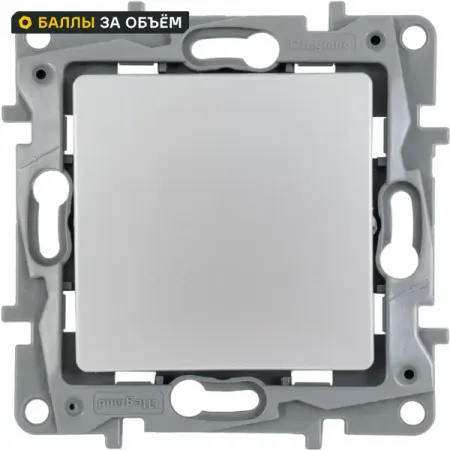 Выключатель проходной 1 клавиша Legrand Etika 10А 250В безвинтовые зажимы алюминий
