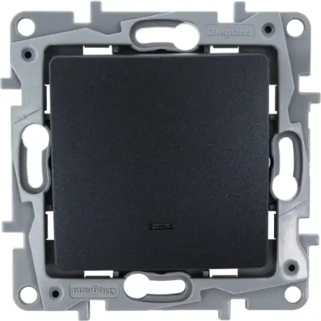 Переключатель одноклавишный с подсветкой/индикацией - Legrand Etika - 10А 250В безвинтовые зажимы - антрацит