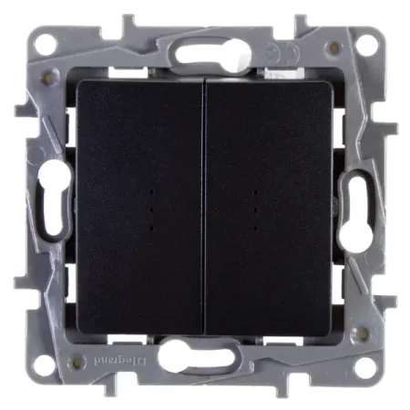 Переключатель двухклавишный с подсветкой/индикацией - Legrand Etika - 10А 250В безвинтовые зажимы - антрацит