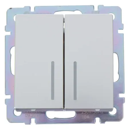 Выключатель встраиваемый Werkel 2 клавиши с подсветкой цвет серебряный