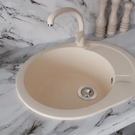 Мойка для кухни врезная Dr.Gans Берта 58x47 см глубина чаши 20 см мрамор цвет латте берта берс