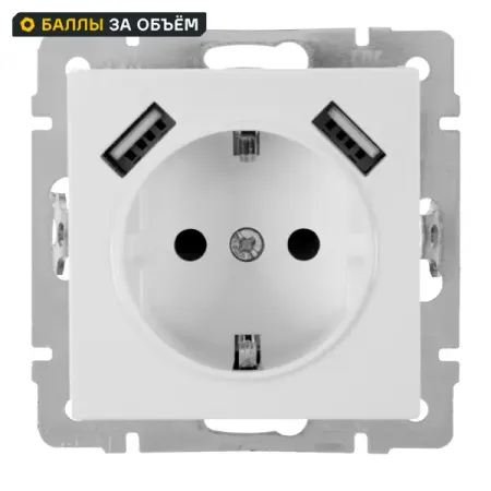 Розетка встраиваемая Werkel с заземлением со шторками 2 разъема USB цвет белый керамическая розетка для электронных ламп gzc8 1 a 8 контактная