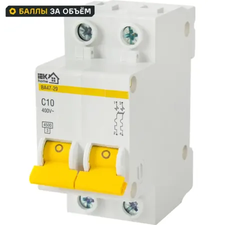 Автоматический выключатель IEK Home ВА47-29 1P N C10 А 4.5 кА мини автоматический выключатель tomzn tob1 63c 6 63a