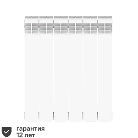 Радиатор секционный Equation Aluminium 500/90 6 секций боковое подключение алюминий белый