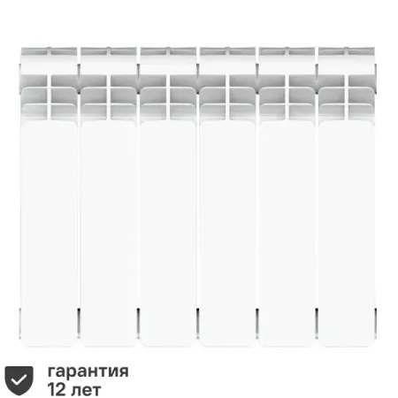 Радиатор секционный Equation Aluminium 350/90 6 секций боковое подключение алюминий белый