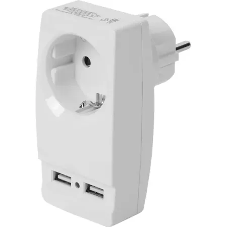 Разветвитель Эра SP-1e 1 розетка с заземлением 16 А 2 USB 2.1 А цвет белый фильтр электромагнитных помех cw4l2 для лазера co2