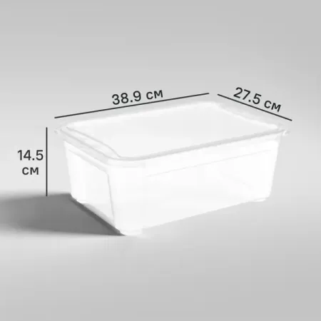 Ящик Кристалл 38.9x14.5x27.5 см 10 л пластик с крышкой цвет прозрачный кристалл аметист runyangshi