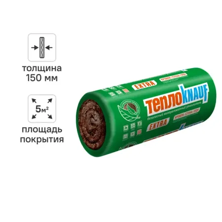 Утеплитель Knauf Insulation ТеплоKnauf Extra Кровля/стена/пол рулон 150 мм 1 шт 1220x4100 мм 5 м² утеплитель межвенцовый 20000х100х5мм лен
