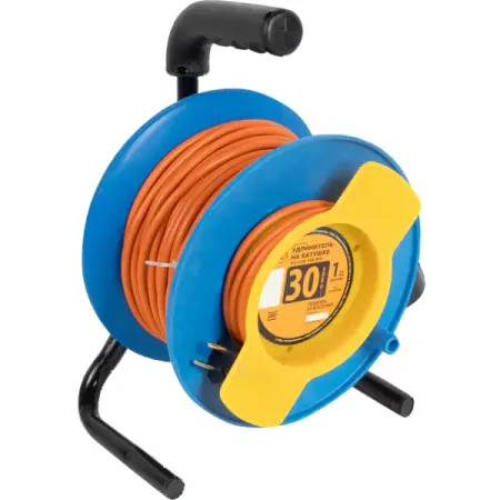 Удлинитель на катушке садовый 1 розетка без заземления 2x0.75 мм 30 м цвет оранжевый/синий мини фонарик оранжевый abs акрил usb rechargeable