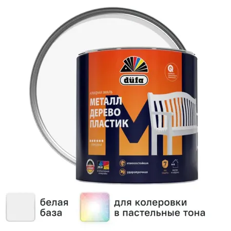 Эмаль Dufa глянцевая цвет белый 1.8 л база 1