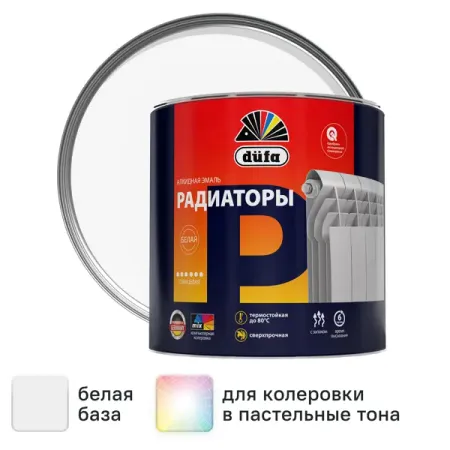 Эмаль для радиаторов Dufa глянцевая цвет белый 1.8 л база 1