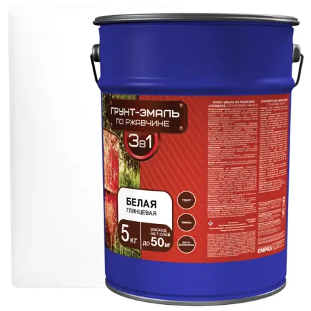 Грунт-эмаль по ржавчине 3в1 Empils гладкая цвет белый 5 кг акриловый грунт сонет белый 220 мл