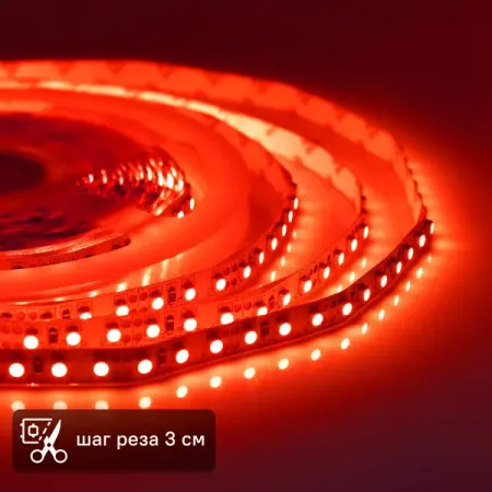 Светодиодная лента для контурной подсветки Apeyron SMD3528 12В 8 мм 3м 9.6 Вт/м 120диод/м 624 лм/м красный свет hegehe светодиодная лента cob 220в
