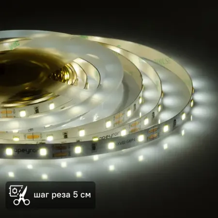 Светодиодная лента для контурной подсветки Apeyron SMD3528 12В 8 мм 5м 4.8 Вт/м 60диод/м 312 лм/м 6500 К холодный свет hegehe светодиодная лента cob 220в