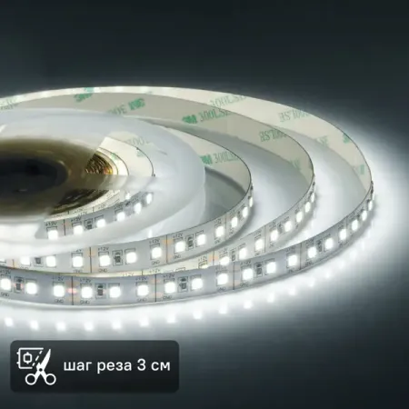 Светодиодная лента Apeyron SMD2835 12В 8 мм 5м 14.4 Вт/м 120диод/м 1400 лм/м 6500 К холодный белый свет двух ная светодиодная лента compyi 3 метра