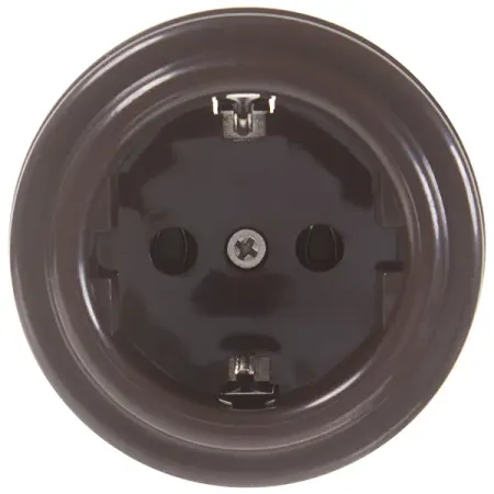 Розетка накладная Electraline Bironi Ретро с заземлением цвет коричневый