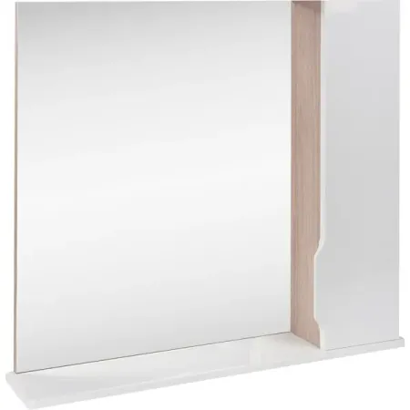 Шкаф зеркальный Рондо 75 см правый цвет светлое дерево белый