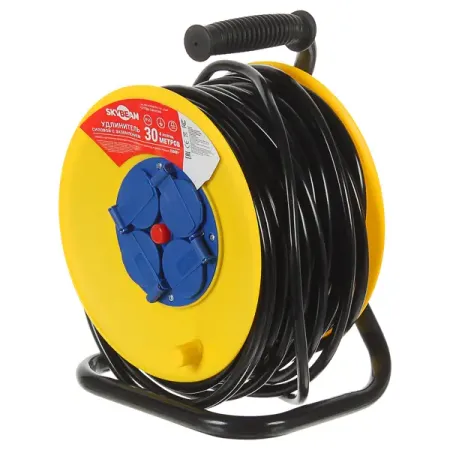 Удлинитель на катушке Skybeam 4 розетки с заземлением 3x2.5 мм 30 м цвет черный