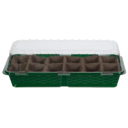 Мини-парник 17x39.5x8 см пластик/торфяной вкладыш зеленый