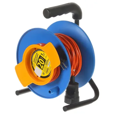 Удлинитель на катушке садовый 1 розетка без заземления 2x0.75 мм 20 м цвет оранжевый/синий мини фонарик оранжевый abs акрил usb rechargeable