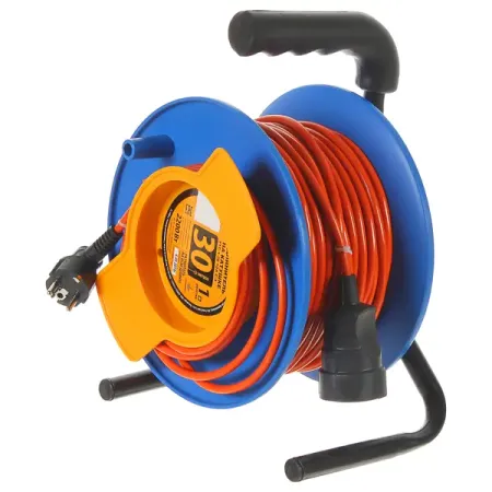 Удлинитель на катушке садовый 1 розетка с заземлением 3x1 мм 30 м цвет оранжевый/синий мини фонарик оранжевый abs акрил usb rechargeable