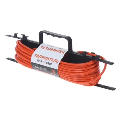 Удлинитель-шнур на рамке садовый Защита Про 20 м 2200 Вт 1 розетка без заземления 2x1 мм 20 м цвет оранжевый