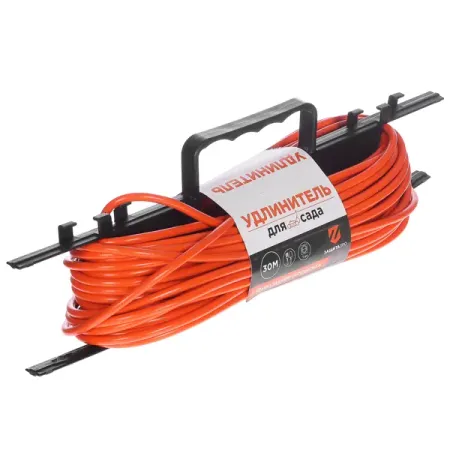 Удлинитель-шнур на рамке садовый Защита Про 30 м 2200 Вт 1 розетка без заземления 2x1 мм цвет оранжевый бечевка для декорирования на пластиковой бобине 10м оранжевый