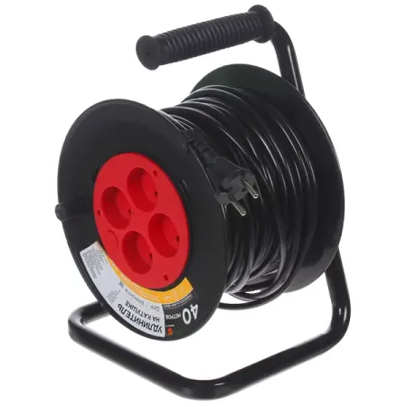 Удлинитель на катушке Защита Про 4 розетки без заземления 2x1 мм 40 м цвет черный/красный керамические патроны g9 с кабелем 5 шт