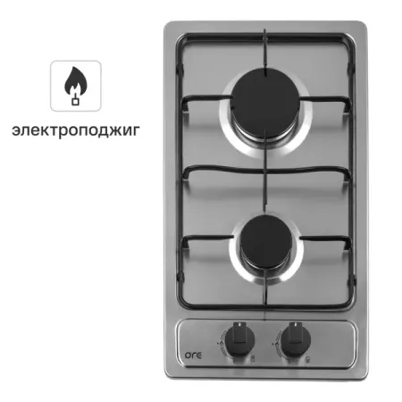 Газовая варочная панель ORE LGA30A 30 см 2 конфорки цвет нержавеющая сталь