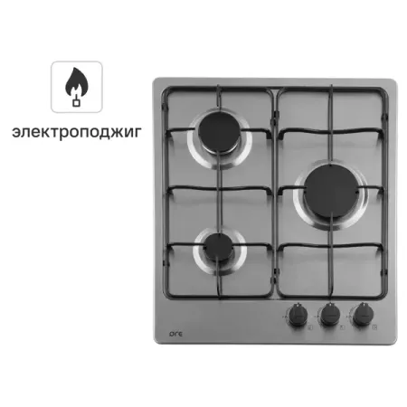 Газовая варочная панель ORE LGB 44 см 3 конфорки цвет нержавеющая сталь