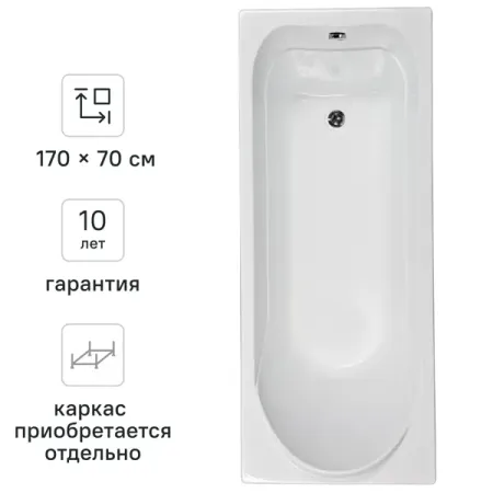 Ванна Нерея акриловая 170x70 см loveyalty 3d мини ванна керамическая чашка